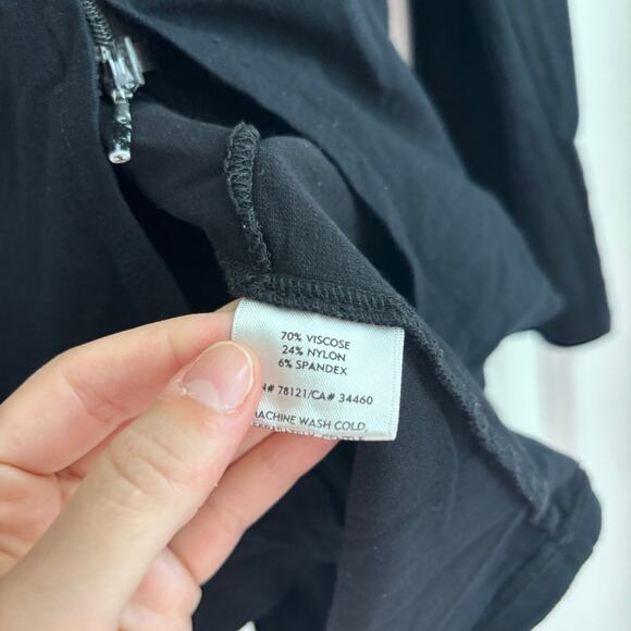 Eileen Fisher Black Stand Collar Jacket Zip Soft Stretch Jersey Knit M - Picture 9 of 9